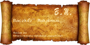 Baczkó Makabeus névjegykártya
